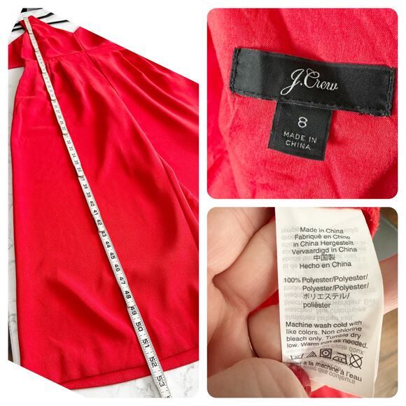 J. Crew Tie-Waist Bright Red Crepe Sleeveless V Neck Jumpsuit Women’s Size 8 - Picture 12 of 13